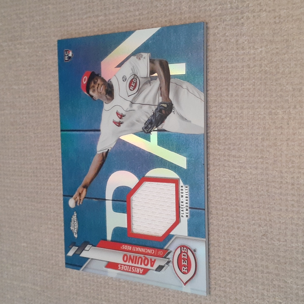 2020 Aristides Aquino Cincinnati Reds Rookie Relic Refractor.